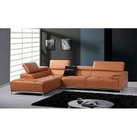 HomeRoots Metal, Foam, Wood, Leathe 36 Orange Leather Foam Metal and Wood Sectional Sofa