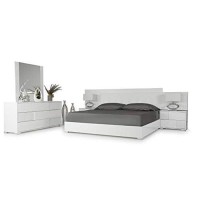 HomeRoots MDF, Steel Italian Modern White Queen Bed