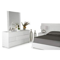 HomeRoots MDF, Steel Italian Modern White Queen Bed