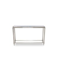 Homeroots Furniture Modern Glass & Stainless Steel Console Table (283430)