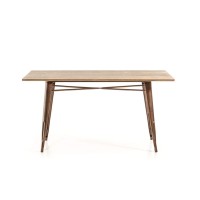 Homeroots Furniture Modern Copper & Wood Dining Table