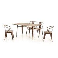 Homeroots Furniture Modern Copper & Wood Dining Table