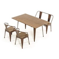 Homeroots Furniture Modern Copper & Wood Dining Table