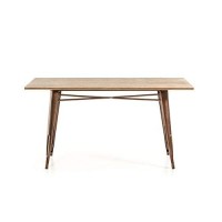 Homeroots Furniture Modern Copper & Wood Dining Table