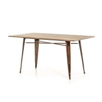 Homeroots Furniture Modern Copper & Wood Dining Table