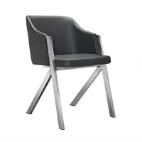 Homeroots Steel, Leatherette, Stee Modern Grey Leatherette Dining Chair (Set Of 2)