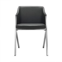 Homeroots Steel, Leatherette, Stee Modern Grey Leatherette Dining Chair (Set Of 2)
