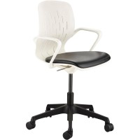 Safco Shell Desk Chair Black Vinyl Plastic Seat White Plastic Back Steel Frame 5star Base 1 Each