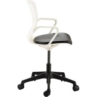 Safco Shell Desk Chair Black Vinyl Plastic Seat White Plastic Back Steel Frame 5star Base 1 Each