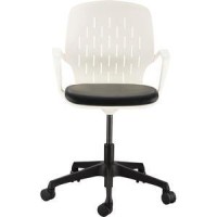 Safco Shell Desk Chair Black Vinyl Plastic Seat White Plastic Back Steel Frame 5star Base 1 Each