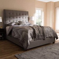 Baxton Studio Georgette Modern and Contemporary Light Grey Fabric Upholstered King Size BedKingContemporaryGreyFabric Polyes