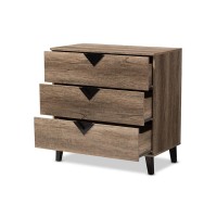 Baxton Studio Wales Modern And Contemporary Light Brown Wood 3Drawer Chest