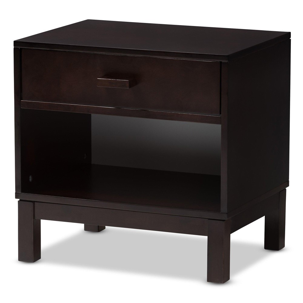 Baxton Studio Deirdre Modern And Contemporary Dark Brown Wood 1-Drawer Nightstand