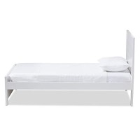 Baxton Studio Catalina Modern Classic Mission Style White-Finished Wood Twin Platform Bed/Twin/Mission/White/Dark Wood/Rubber Wood/Poplar