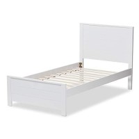 Baxton Studio Catalina Modern Classic Mission Style White-Finished Wood Twin Platform Bed/Twin/Mission/White/Dark Wood/Rubber Wood/Poplar