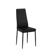 Giantex Black Polyvinyl Chloride Metal Dining Chair Set Of 6 - Ergonomic High Back, Soft Padded Seat And Back