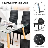 Giantex Black Polyvinyl Chloride Metal Dining Chair Set Of 6 - Ergonomic High Back, Soft Padded Seat And Back