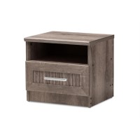 Baxton Studio Gallia Modern And Contemporary Oak Brown Finished 1-Drawer Nightstand