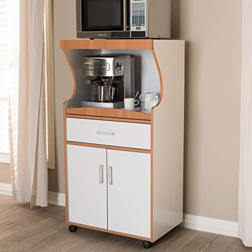 Baxton Studio Edonia Modern And Contemporary Beech Brown And White Kitchen Cabinet