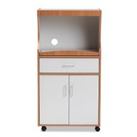 Baxton Studio Edonia Modern And Contemporary Beech Brown And White Kitchen Cabinet