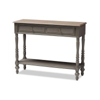 Baxton Studio Noemie Country Cottage Farmhouse Brown Finished 2-Drawer Console Table