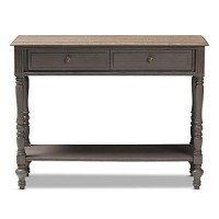 Baxton Studio Noemie Country Cottage Farmhouse Brown Finished 2-Drawer Console Table