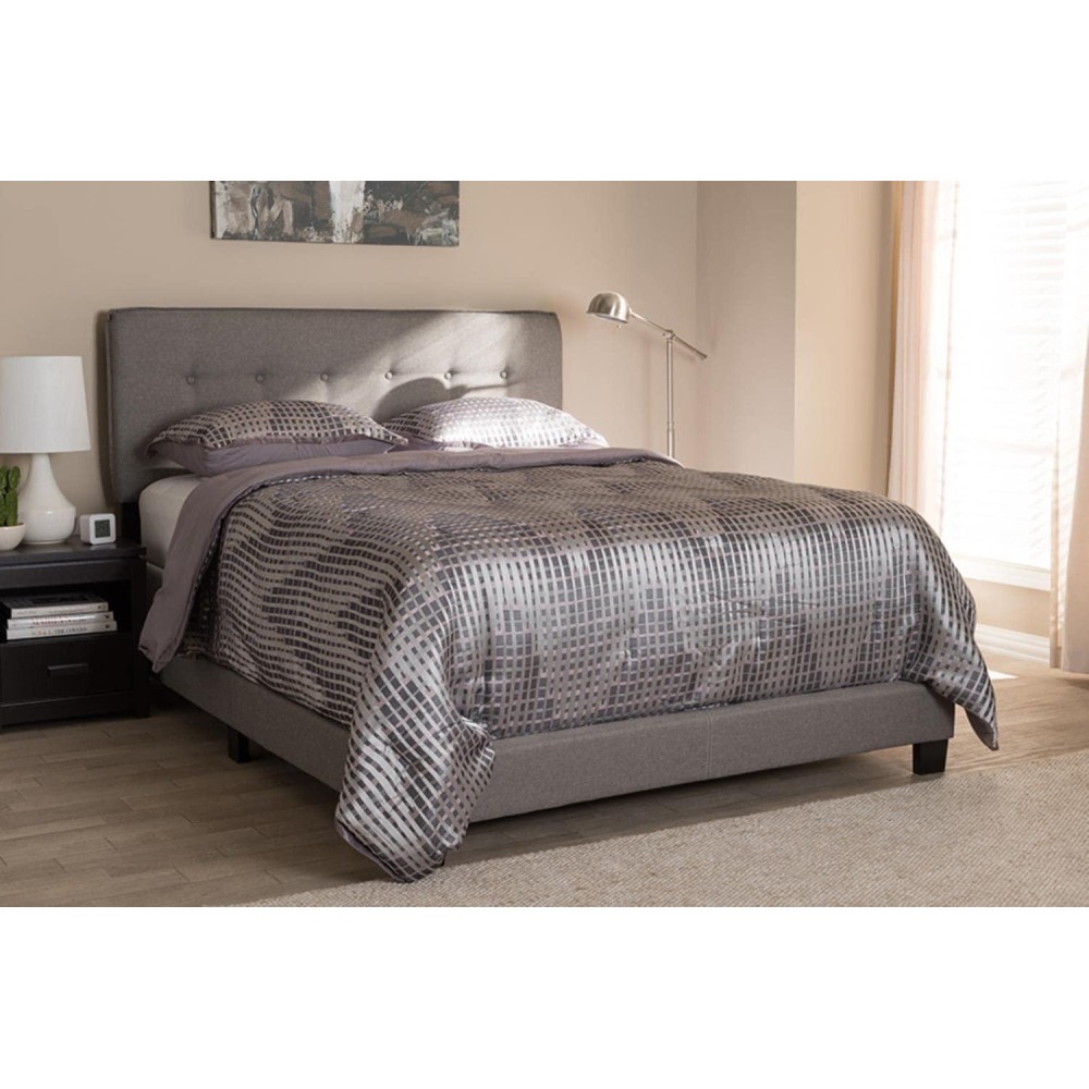 Baxton Studio Audrey Modern And Contemporary Light Grey Fabric Upholstered Queen Size Bed