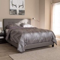 Baxton Studio Audrey Modern And Contemporary Light Grey Fabric Upholstered Queen Size Bed