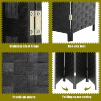 Wood Screen Folding Screen Room Dividers 4-Panel Mesh Woven Design Privacy Room Partition Wooden Screen