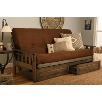 Tucson FrameRustic Walnut FinishSuede Chocolate Mattress