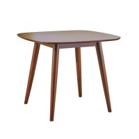 Christopher Knight Home Bass Mid Century Modern Square Faux Wood Dining Table, Walnut Finish, 35.75D x 35.75W x 30H in