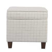 Homepop Home Decor | K7342-F2236 | Classic Square Storage Ottoman with Lift Off Lid | Ottoman with Storage for Living Room & Bedroom, Natural Windowpane Large