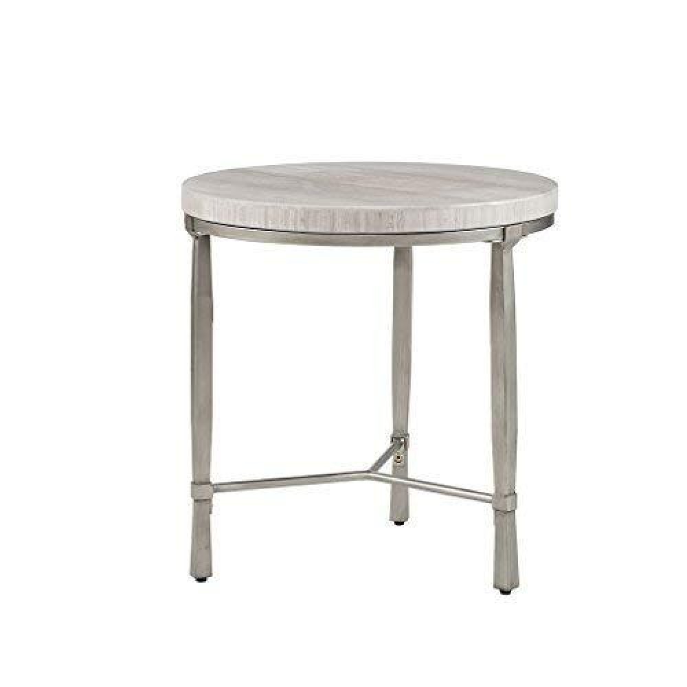 Madison Park Reese Accent Round Marble Veneer Top, Metal Base Mid-Century Modern Style End Table, 20