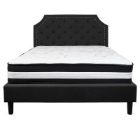 Brighton Queen Size Tufted Upholstered Platform Bed In Black Fabric With Pocket Spring Mattress