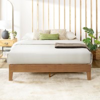 Mellow Naturalista Grand 12 Inch Solid Wood Platform Bed With Wooden Slats No Box Spring Needed Queen Natural Pine