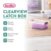 Sterilite 15 Qt Clearview Latch Storage Box Stackable Bin With Latching Lid Plastic Container To Organize Shoes In Closet Clea