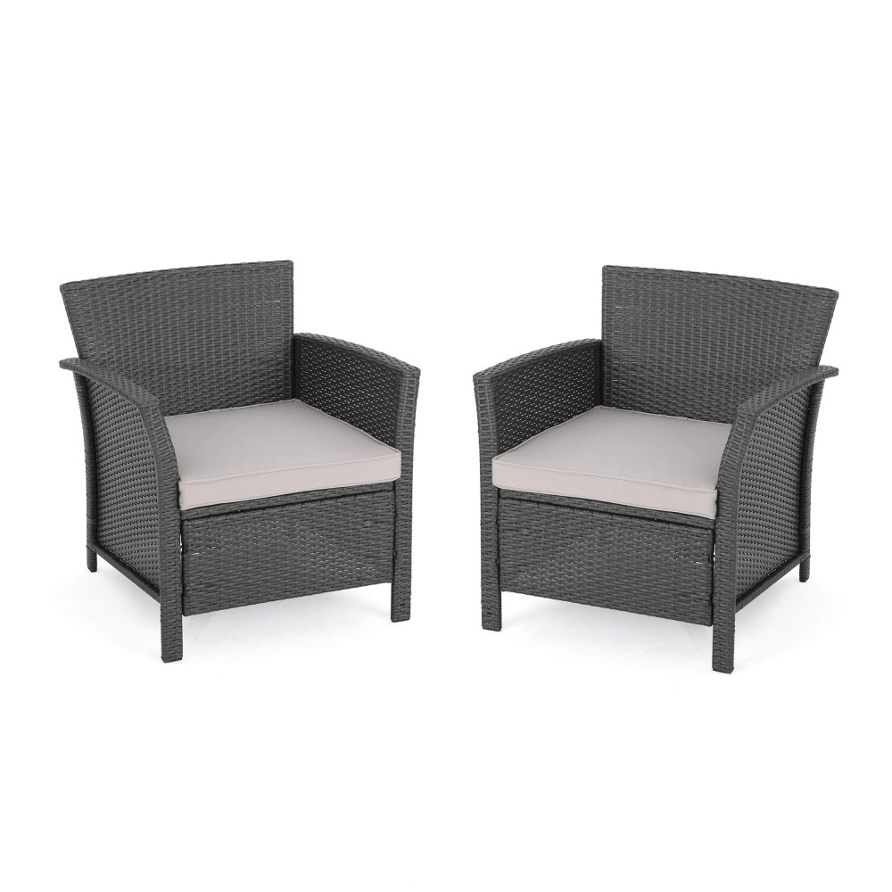 Christopher Knight Home Louisa Outdoor Wicker Club Chairs (Set Of 2), Gray And Silver