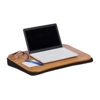 Relaxdays, Natural Bamboo Table, Removable Cushion, With Handle, Laptop Stand 51 X 37 Cm (Up To 22, 7.5 X 51 X 37 Cm