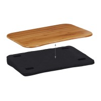 Relaxdays, Natural Bamboo Table, Removable Cushion, With Handle, Laptop Stand 51 X 37 Cm (Up To 22, 7.5 X 51 X 37 Cm