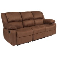 Flash Furniture Harmony Series Chocolate Brown Microfiber Sofa With Two Built-In Recliners