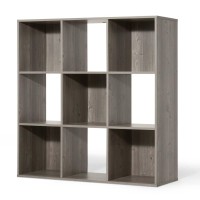 CAPHAUS Sturdy Room 11-Inch Cube Storage Organizer Shelf, with Thick Exterior Edge, Shelf Divider w/Back, Bookcase, 6-Cube / 8-Cube 9-Cube, Colors Available in Rustic Grey Oak and White