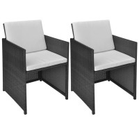 vidaXL Garden Chairs 2 pcs with Cushions and Pillows Poly Rattan Black 42559