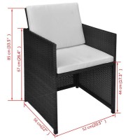 vidaXL Garden Chairs 2 pcs with Cushions and Pillows Poly Rattan Black 42559