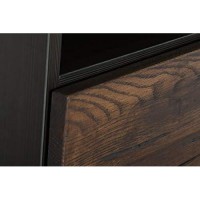 Homeroots Veneer, Steel, Wood 30 Dark Aged Oak Wood And Metal Dresser