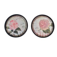 Homeroots Decor Rustic Livingroom Flower Plate Painting Set