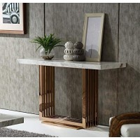 Homeroots Marble Rosegold Marble Top Metal Basemet 30 Rosegold Marble And Metal Console Table