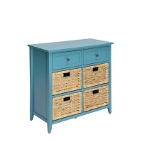 Homeroots 6 Drawers Accent Chest In Teal - Wood Veneer, Mdf Teal