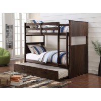Homeroots Furniture Twin/Twin Bunk Bed, Antique Charcoal Brown - New Zealand Pine Wood, Md Antique Charcoal Brown (285931)