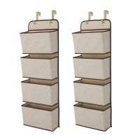 Delta Children 4 Pocket Over The Door Hanging Organizer - 2 Pack, Easy Storage/Organization Solution - Versatile And Accessible In Any Room In The House, Beige