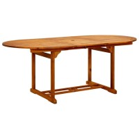 Vidaxl Outdoor Dining Table, Extendable Patio Table, Garden Table With Umbrella Hole, Garden Furniture For Porch Deck Lawn, Farmhouse, Solid Acacia Wood
